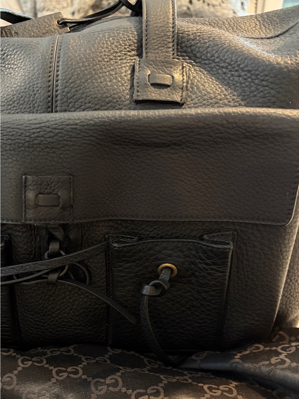 Black Leather Women’s or Men’s Tote Bag